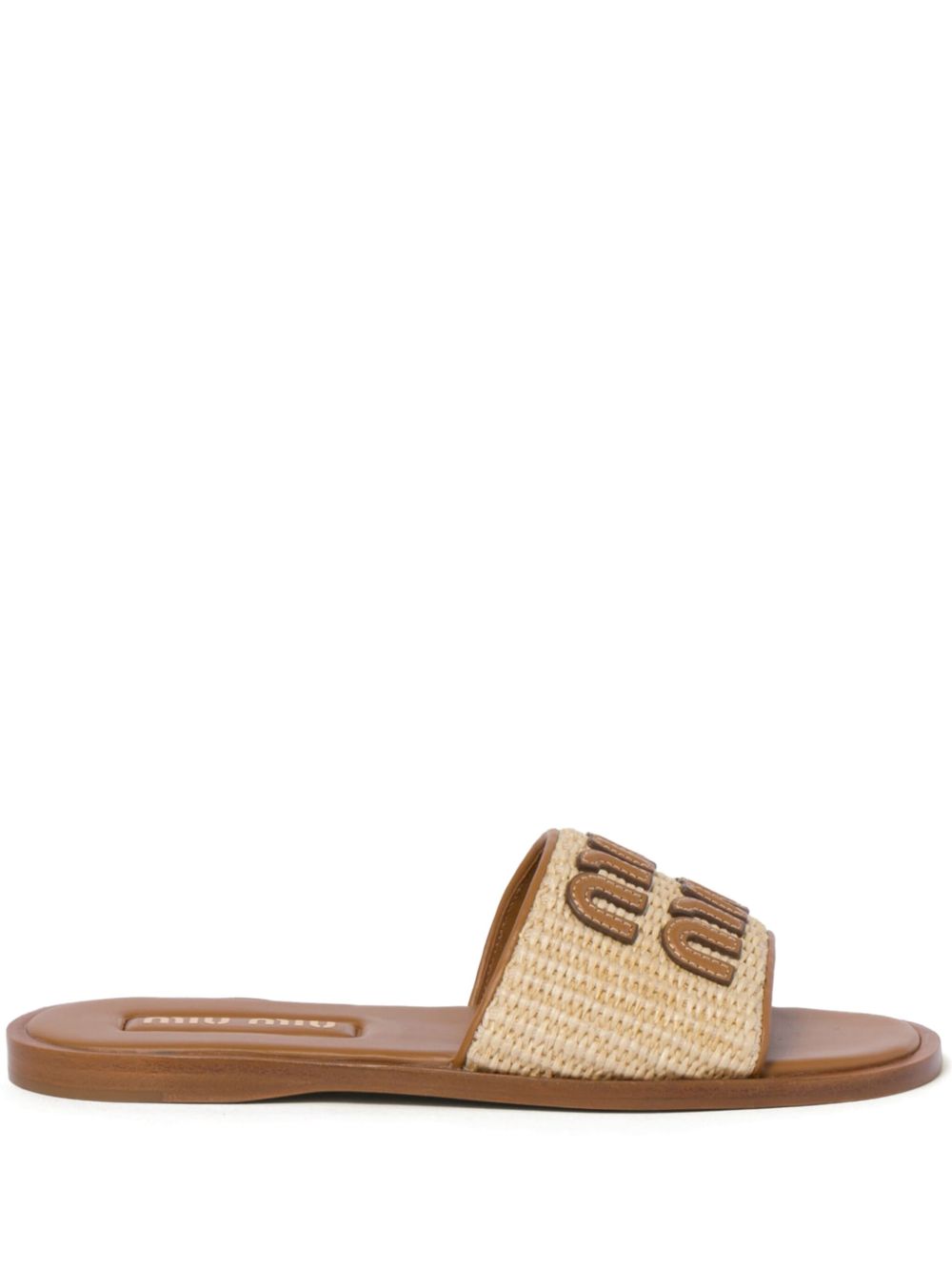 Beige raffia logo sandals