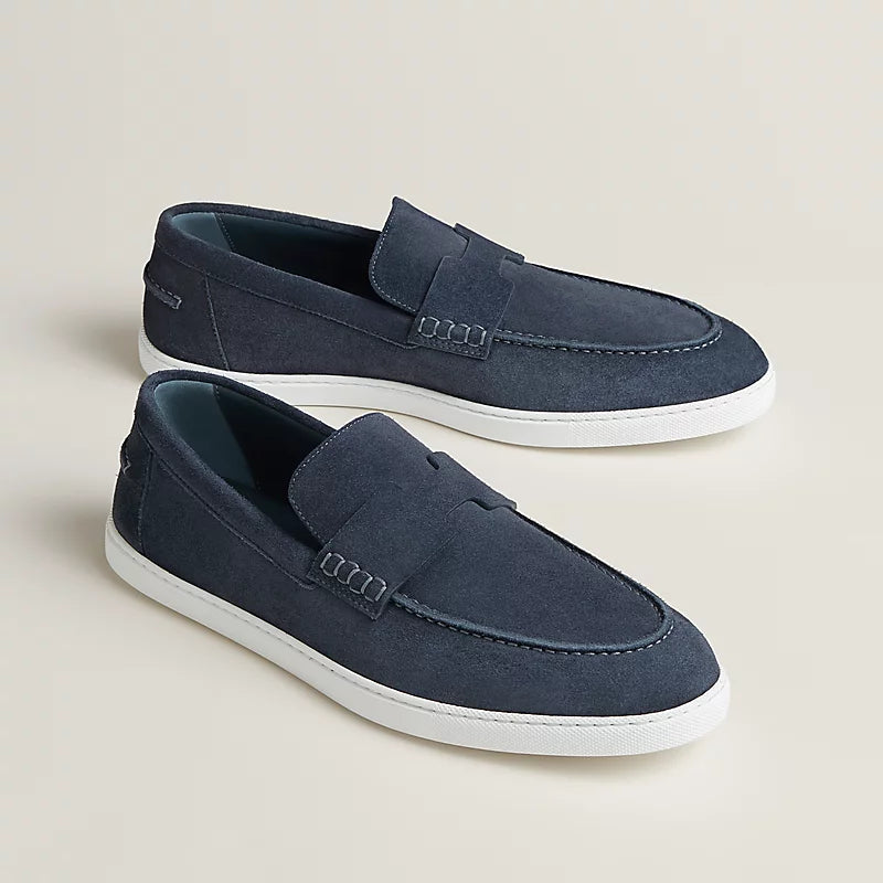 Dark blue suede loafer