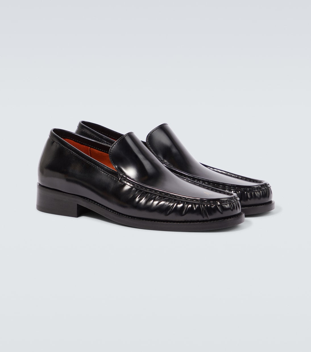 Black leather loafers