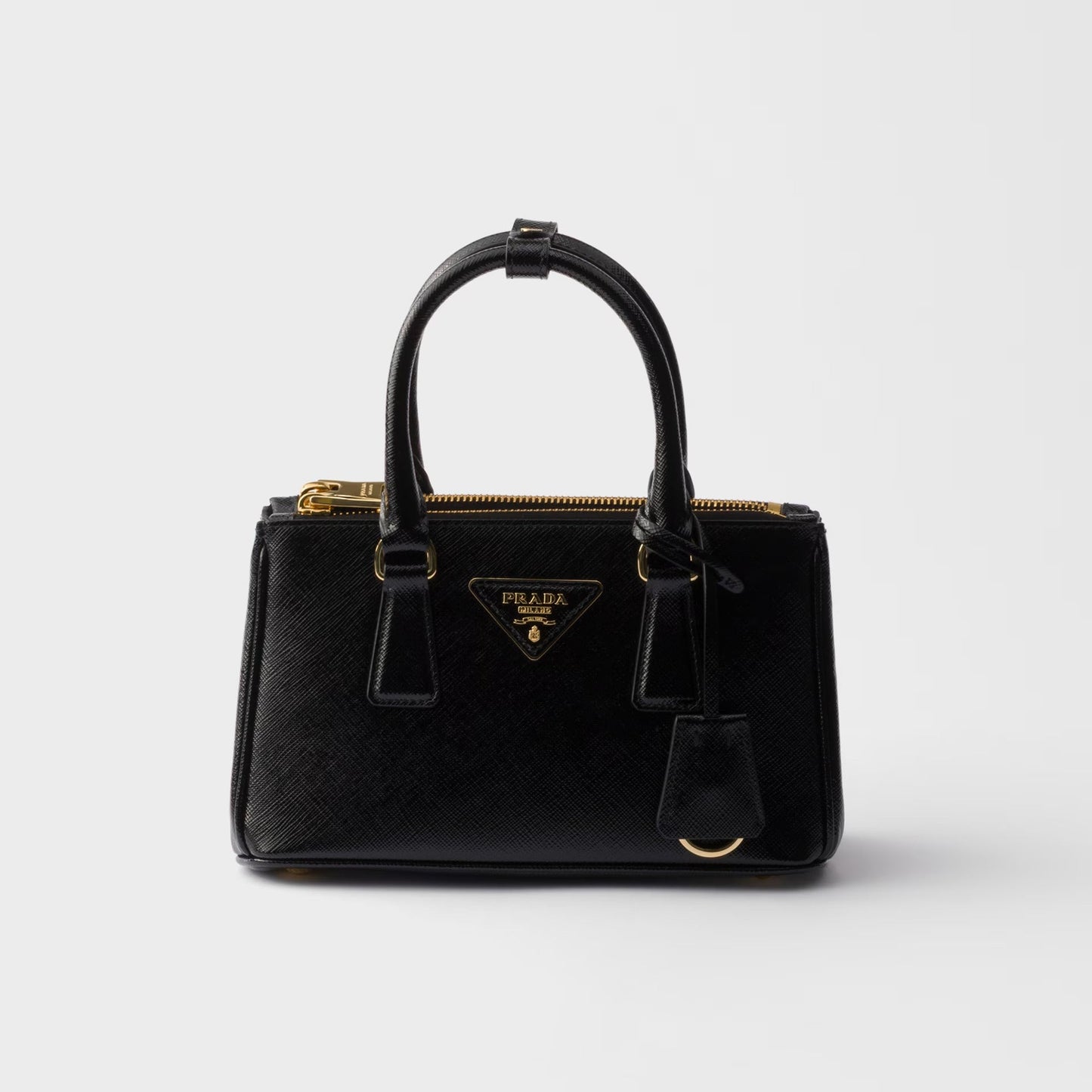 Mini Galleria bag in black patent Saffiano leather
