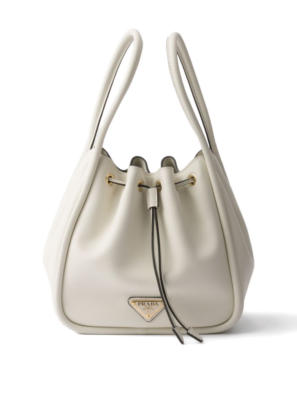 Borsa a secchiello piccola in pelle bianca