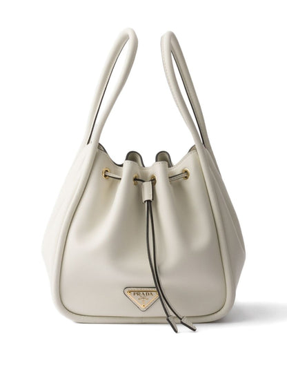 Borsa a secchiello piccola in pelle bianca