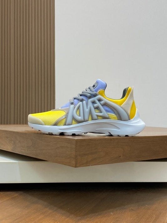 Sneaker da corsa Tag in mesh tecnico azzurro e giallo