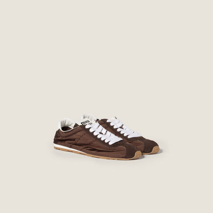 Plume sneakers in technical fabric and burnt suede