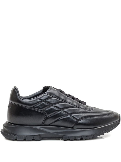 Black quilted leather sneakers