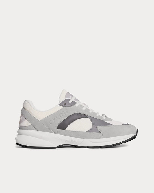 CR-03 Runner sneakers basse grigie in mesh pelle scamosciata e pelle di vitello