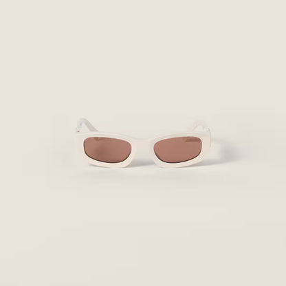 Miu Glimpse low-shape sunglasses milky white frame Chocolate lenses