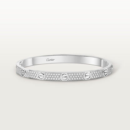 LOVE bracelet, medium model, pavé in silver-tone