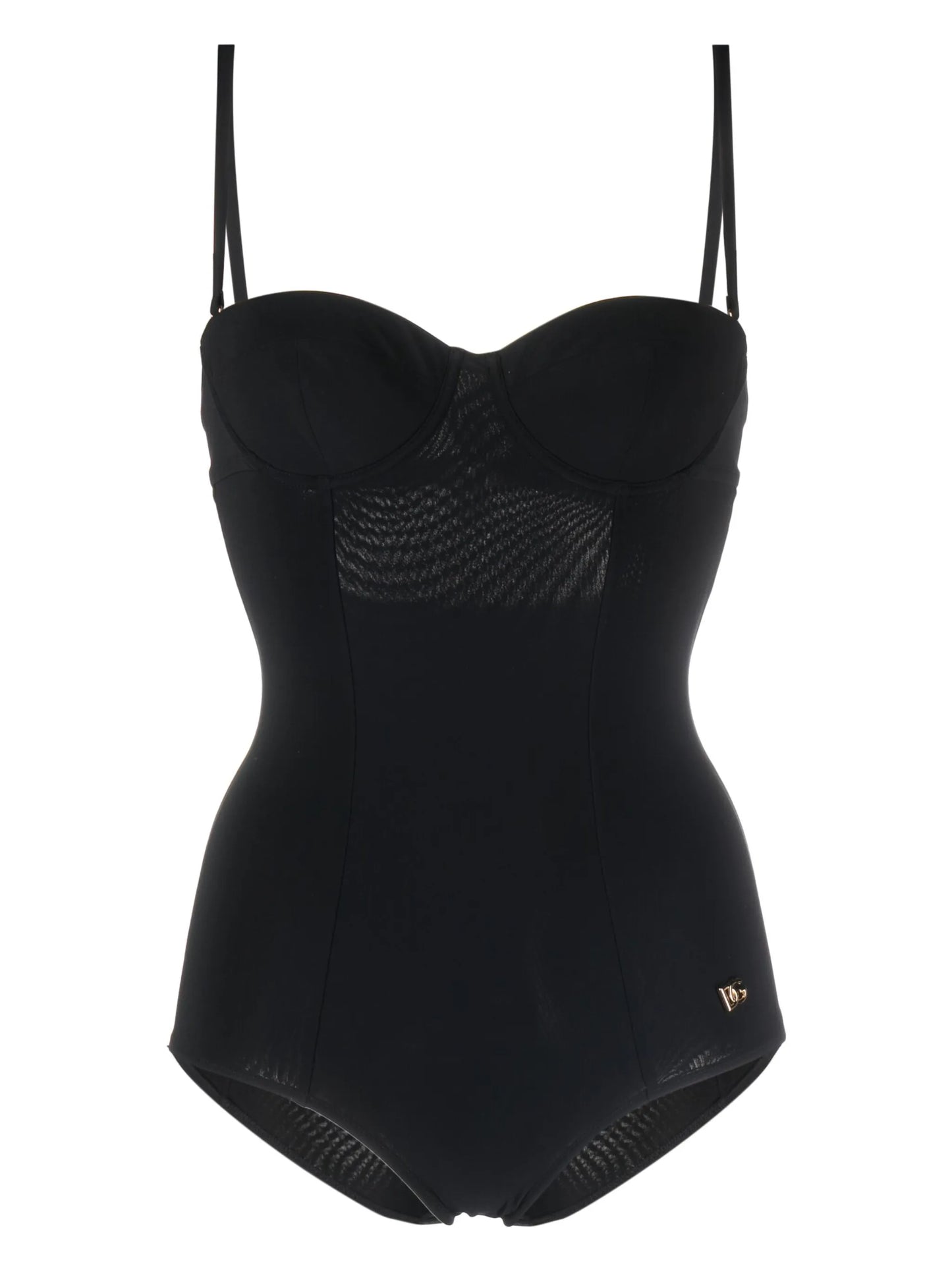Costume intero cut-out con logo e placca nero