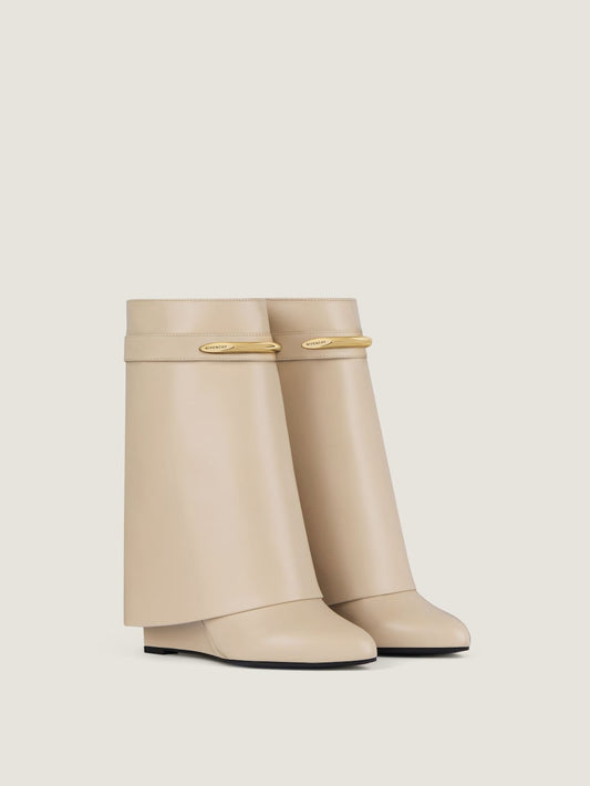 Stivaletti Shark in pelle beige