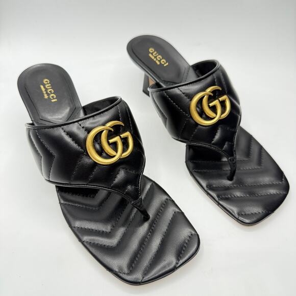 Marmont black leather slides
