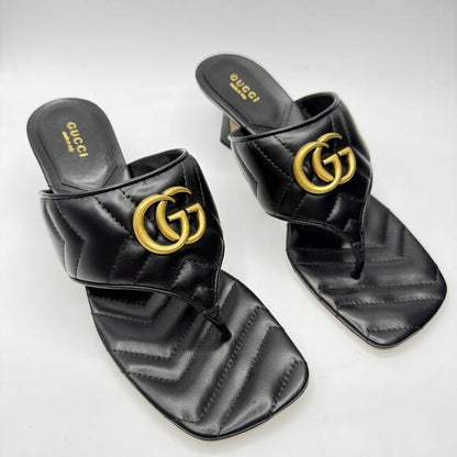 Marmont black leather slides