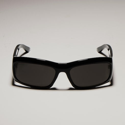 Men's black rectangular sunglasses