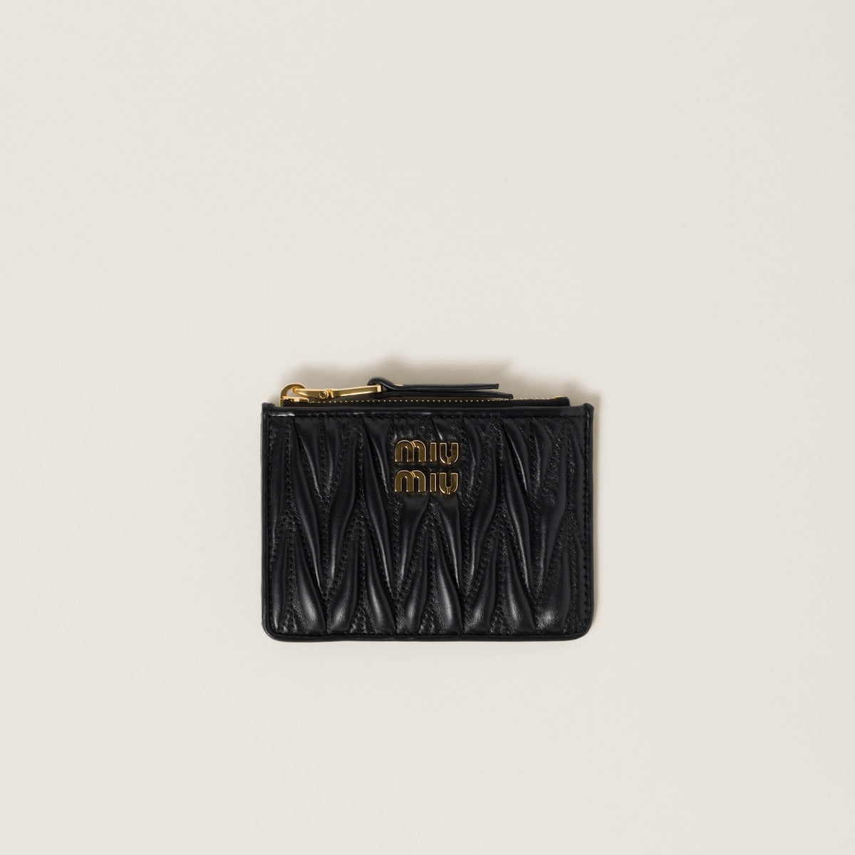 Quilted nappa leather card holder in black