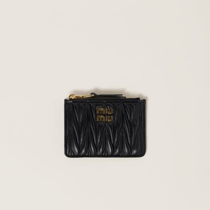 Quilted nappa leather card holder in black