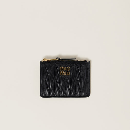 Portacarte quilted in nappa matelasse nero