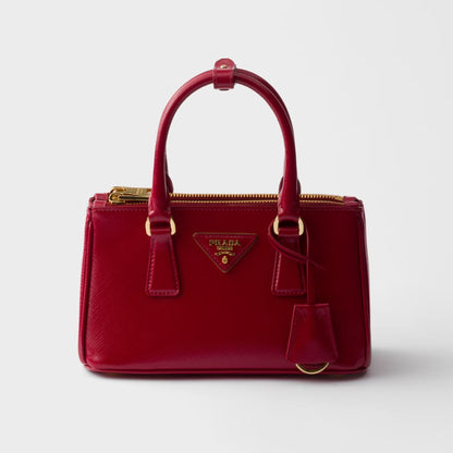 Cherry Red Patent Saffiano Leather Galleria Mini Bag