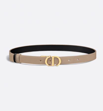 30 Montaigne reversible belt in hazelnut and black smooth calfskin 20 mm for women