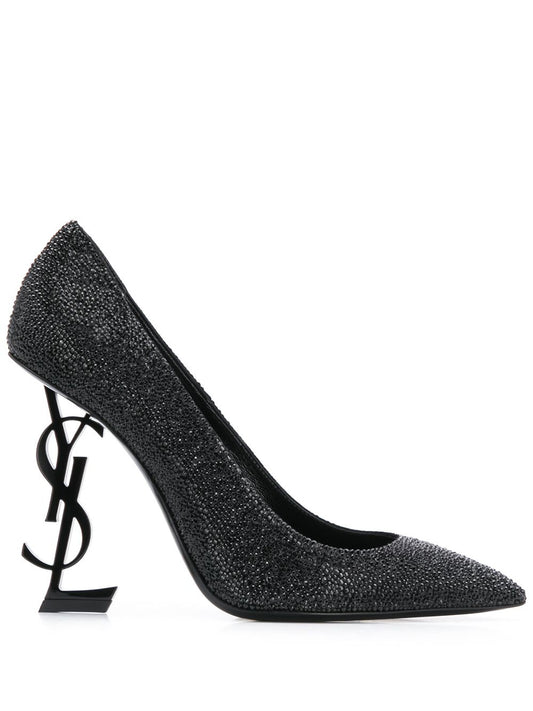 Opyum Pumps aus schwarzem Glitzerkalbsleder