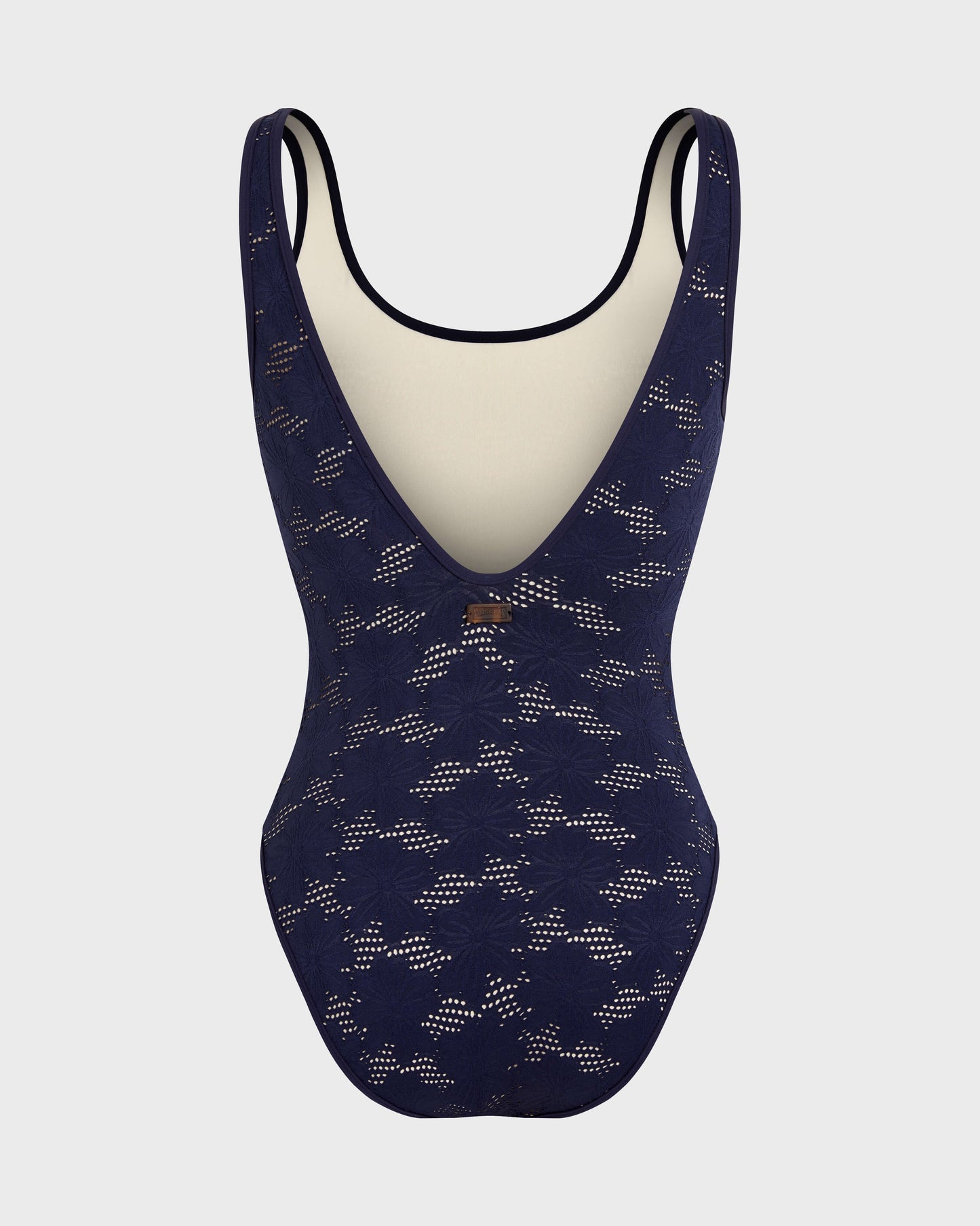 Costume Intero in jacquard con motivi floreali e ricamo inglese
