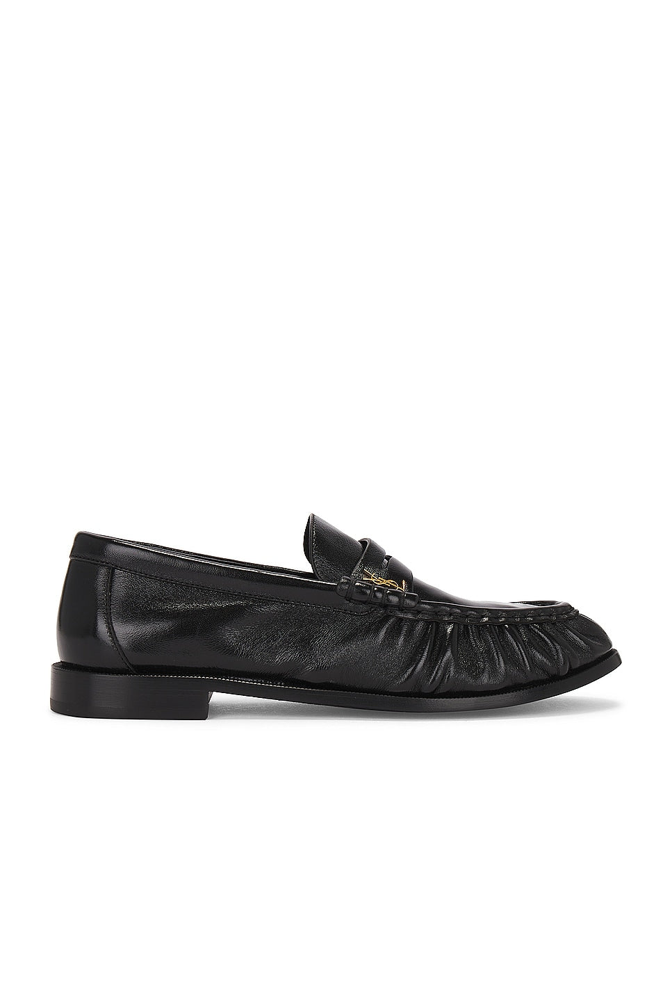 Black leather loafers