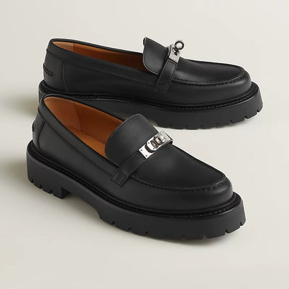 Black leather loafer icons