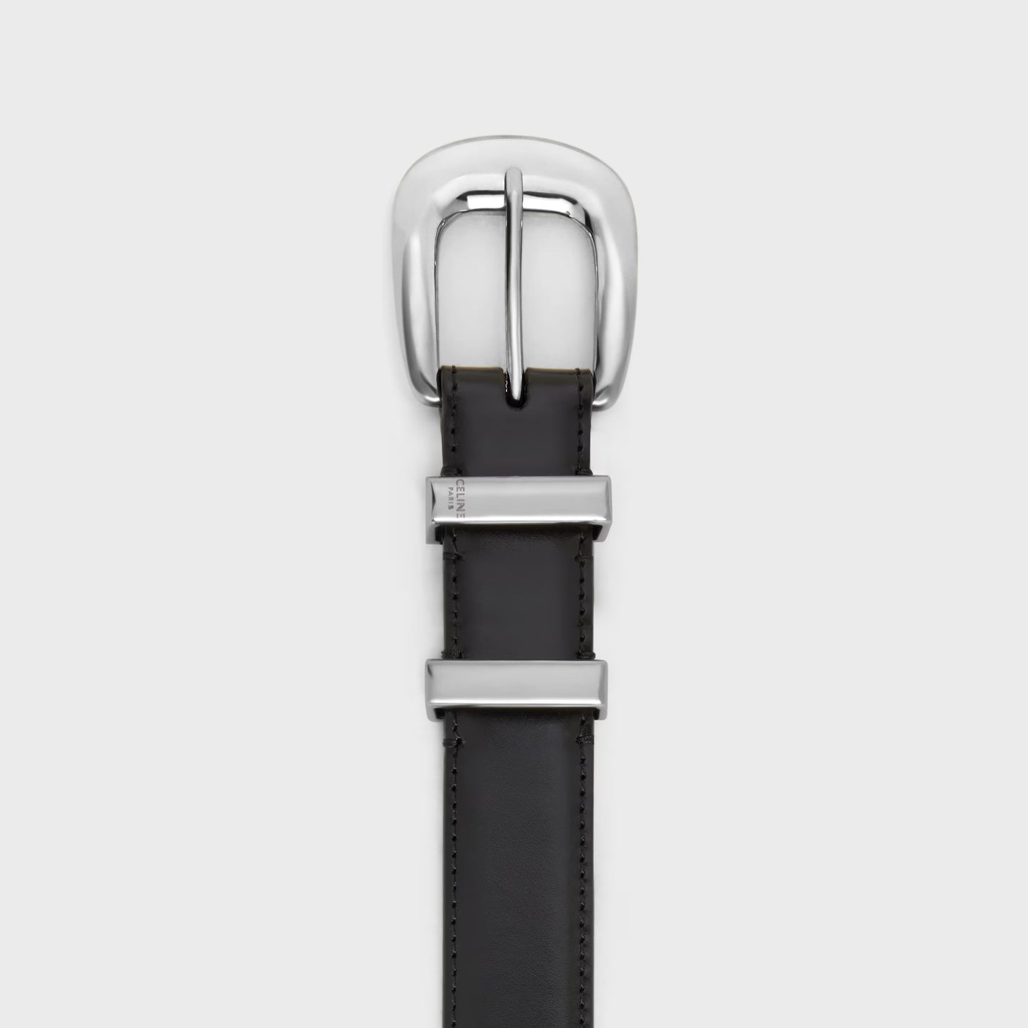 CINTURA WESTERN DA 25 MM IN pelle Taurillon nero con fibbia argento