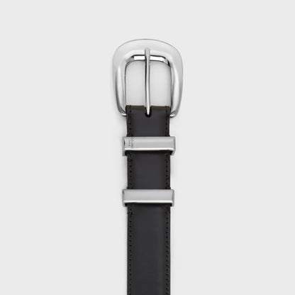 CINTURA WESTERN DA 25 MM IN pelle Taurillon nero con fibbia argento