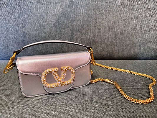 Borsa a tracolla impreziosita da cristalli Locò beige