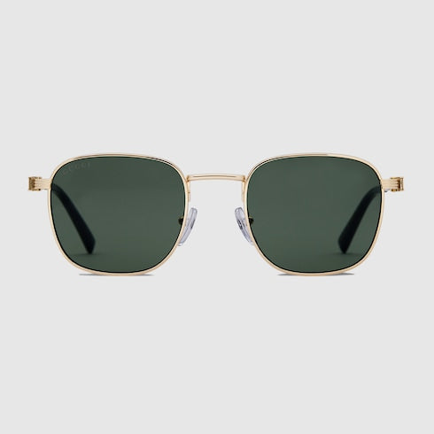 Men's gold-tone round sunglasses