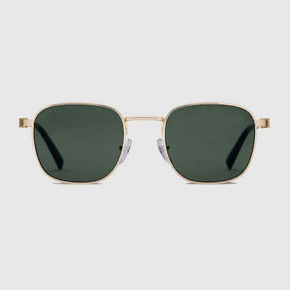 Men's gold-tone round sunglasses