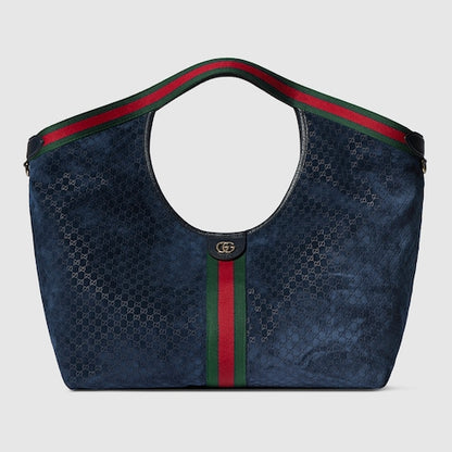 GG Giglio small shopping bag in dark blue suede