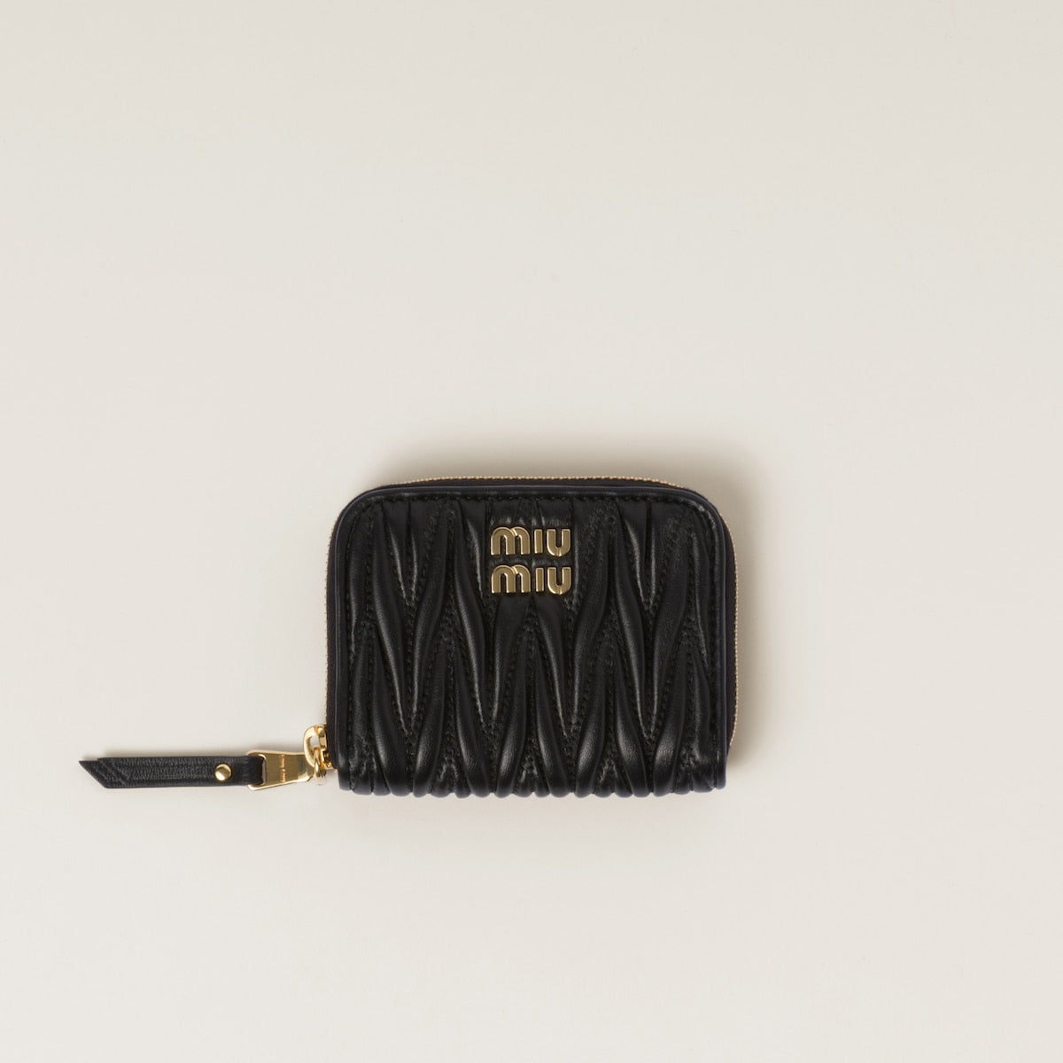 Black matelassé nappa leather coin purse