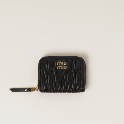 Black matelassé nappa leather coin purse