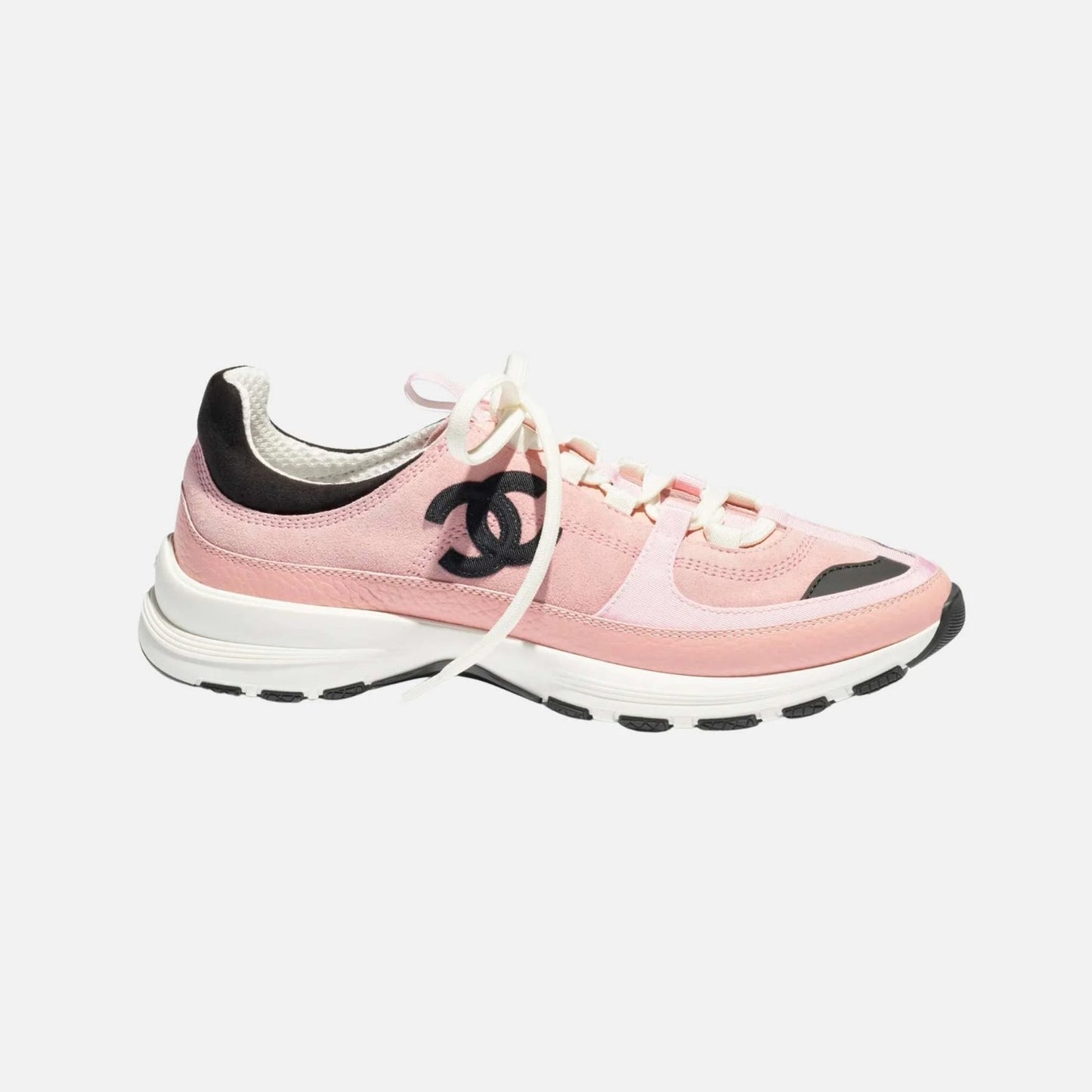 Pink/black suede sneakers