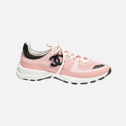 Pink/black suede sneakers