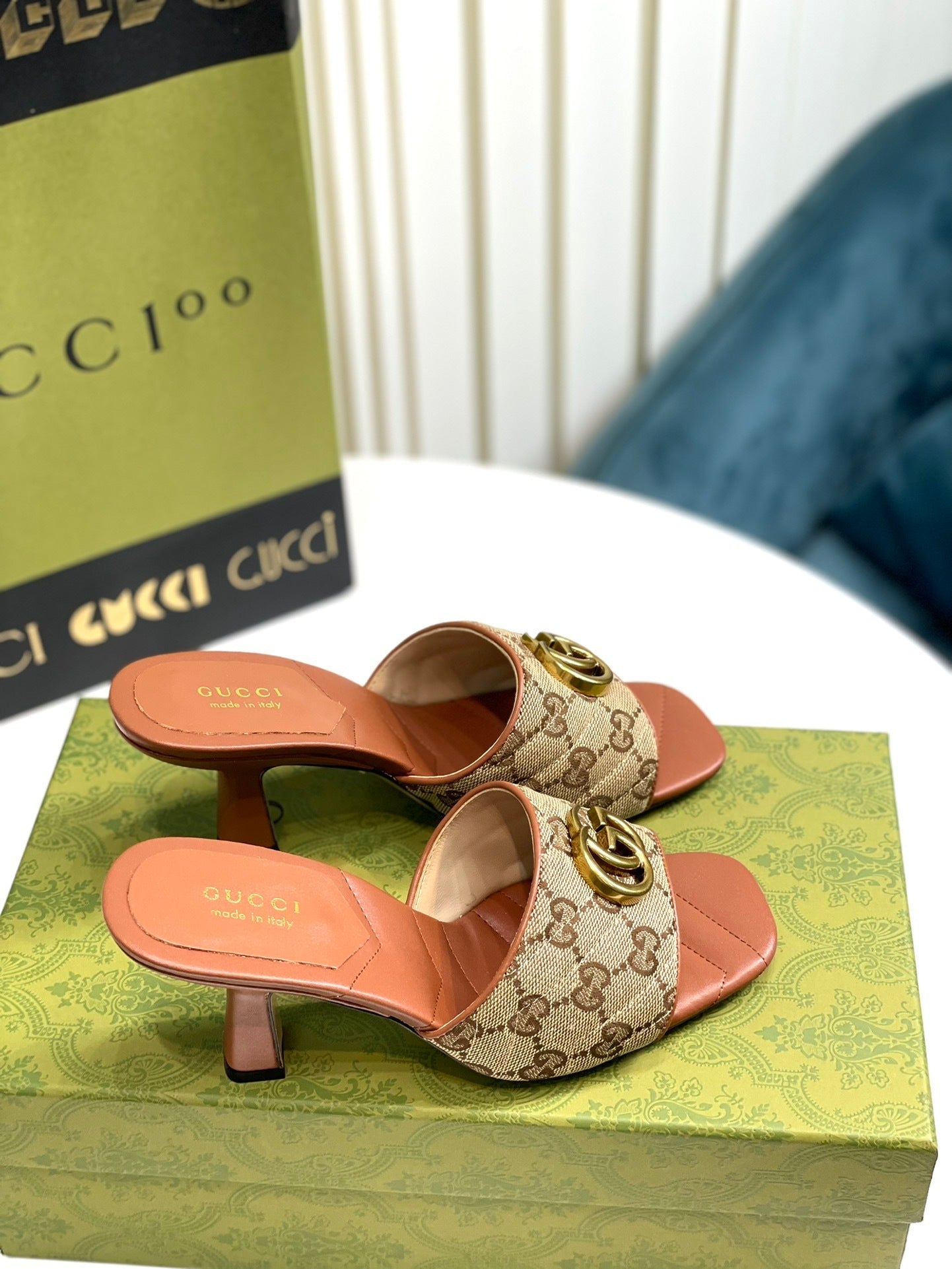 Sandali Slide Marmont Gold/Beige