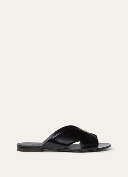 Black Genuine Calf Leather Sandals
