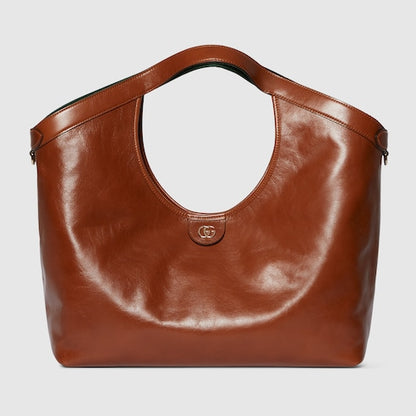 GG Giglio small shopping bag in dark brown leather