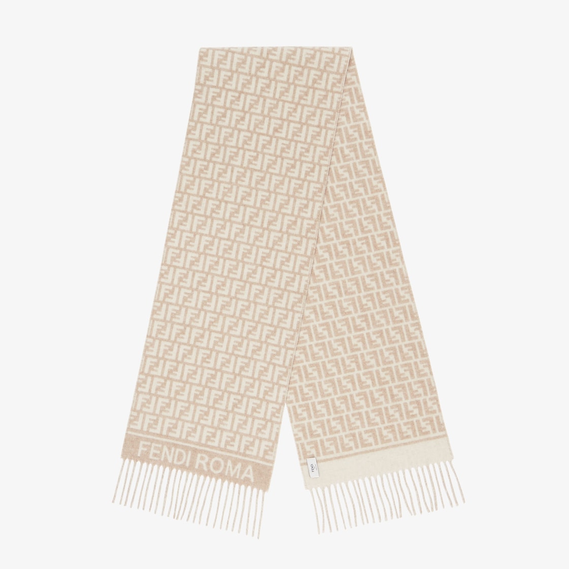 Women's beige wool and cashmere scarf