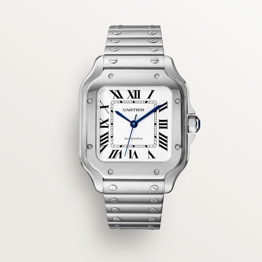 Orologio Santos in argento con quadrante opalino argentato