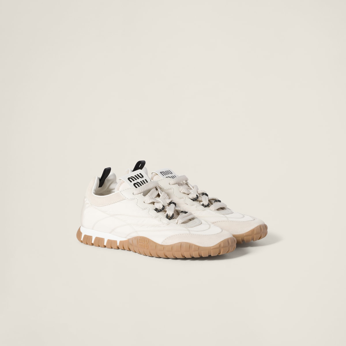 Ivory Tyre sneakers in technical fabric and suede