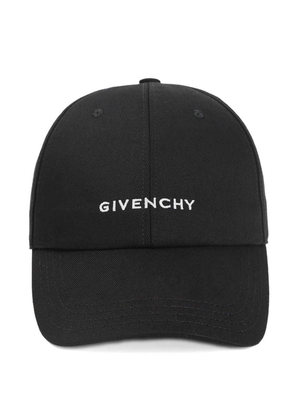 Black baseball cap with embroidered logo
