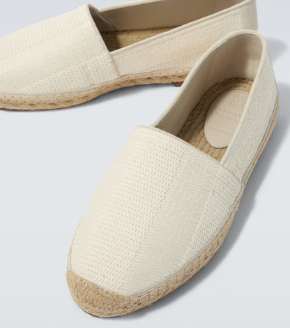 Canvas espadrilles with white suede trims