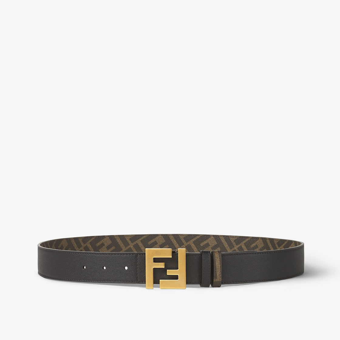 Men's reversible FF fabric belt in brown
