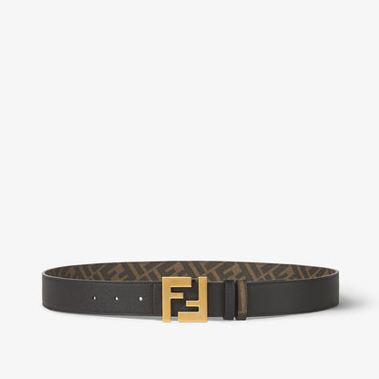 Men's reversible FF fabric belt in brown