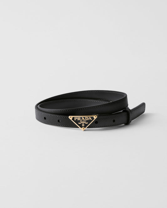 Cintura in pelle Saffiano nera