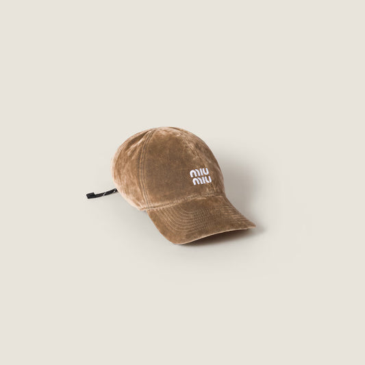 Cappello da baseball in velluto Sabbia/Nero