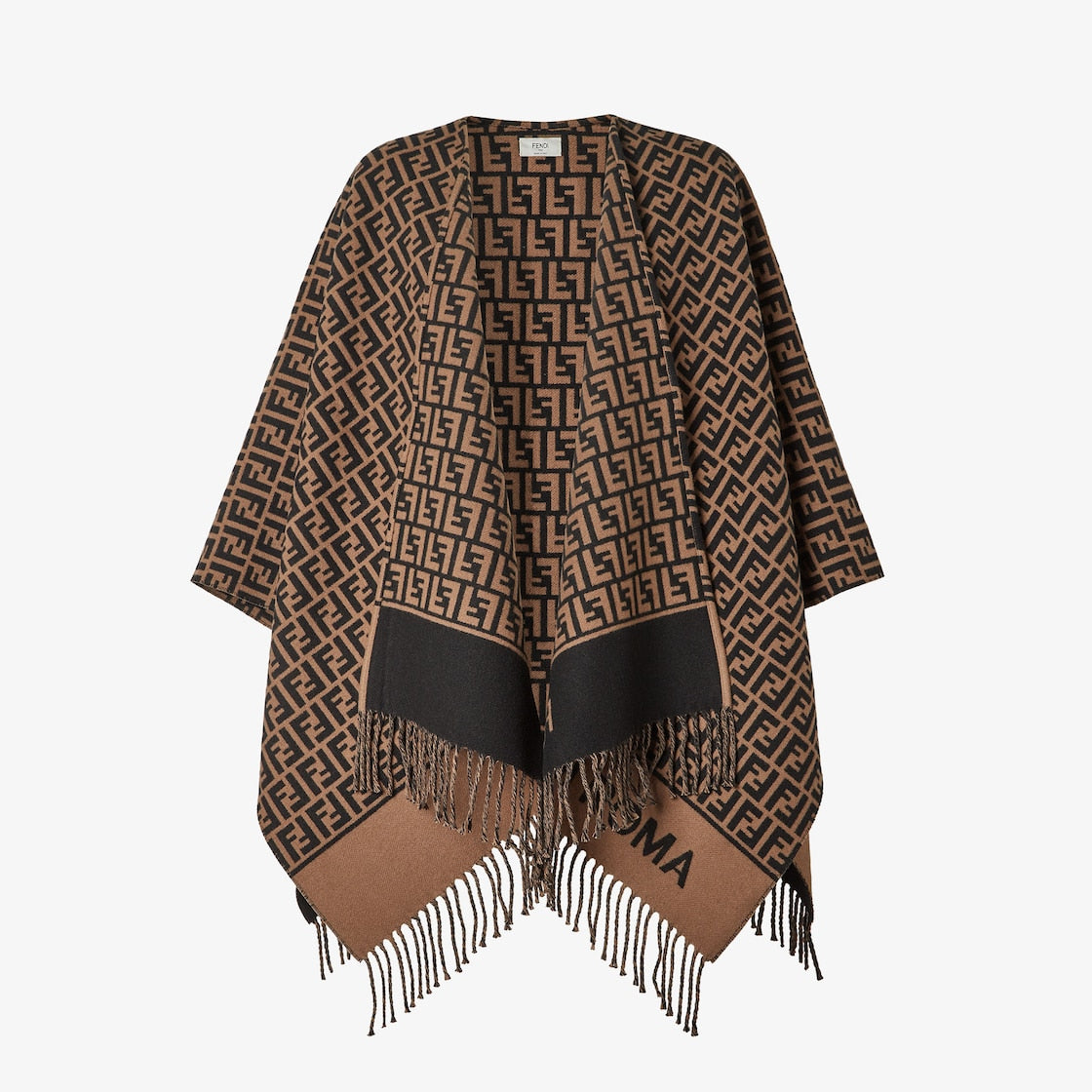 Poncho in lana e cashmere marrone donna