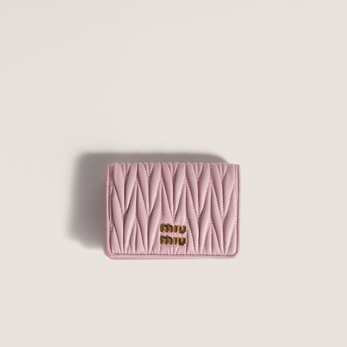 Small quilted nappa leather wallet in pink